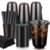 tchrules 100 Sets 16 oz Black Plastic Cups with Lids & Wide Boba Straws