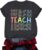 Teacher Shirts for Women Funny Vintage Teach Printed Graphic Tshirt Last Day of School Short Sleeve Tee Tops Deepgrey