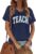 Teacher Shirts Women Teacher Life V-Neck Short Sleeve T-Shirt ABCD Teach Graphic Tee Back to School Tops(Blue,XX-Large)