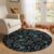 Teal Leaves Fall 5 Ft Round Area Rugs for Bedroom, Washable Dining Room Rugs Carpet with Rug Tape, Thanksgiving Botanical Rustic Black Accent Low Pile Floor Carpet for Classroom Foyer Home Office