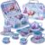 Tea Party Sets for Toddlers 3-5,PRE-WORLD Princess Tea Time Toy with Tray, Teapot, Tea Cups, Cream Pitcher, Sugar Bowl, Coasters, Plates，Kids Kitchen Pretend Play for Girls Boys Age 3 4 5 6