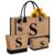 Tecanne Initial Canvas Jute Tote Bag for Women, Monogrammed 3-Piece Gift Bag Set with Makeup Pouch, Birthday Gifts for Teacher Mom Nurse