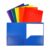 TEEBF 6 Pack Plastic Two Pocket Folders with Assorted Color Paper Inserts, Letter Size 8.5 x 11, Durable Poly Presentation Folders with Business Card Slot, School, Office & Classroom Supplies