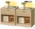 TEENFON Fluted Nightstands Set of 2, Bed Side Table with Charging Station and LED Light, Night Stand with Storage Drawer and Open Shelf, End Table for Small Space, Bedroom, Natural