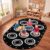 Teenyyou 6.56 x 11.15 ft Large Classroom Rug Elementary Abstract Educational Area Rug Kids Room Children Classroom Carpet Playroom Learning Black Ellipse School Decor Seating Carpet
