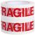 TEHAUX 2 Rolls Red Fragile Packing Tape with Strong Adhesive, Tear Resistant BOPP Film Warning Tape for Small Business and Moving Boxes, Versatile Use Shipping Care Labels