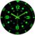 TEIOSAN Luminous Wall Clock, Black Dial with Green Glow, 24-Hour