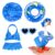 Telaneo 4 Sets Summer Desk Goose Outfits 7 inches, Featuring Summer-Themed Knitted Goose Attire and hat for Desk Magnetic Gooses-Shaped Keychain, Holiday Figurine Decorations (Blue)