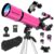 Telescope for Adults High Powered, 80mm Aperture 600mm Telescopes for Astronomy Adults&Kids&Beginners, Portable Travel Refractor Telescope with Tripod&Phone Adapter&Bag for Ground&Moon Viewing, Pink