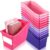 Teling 12 Pcs Book Bins Bulk for Classroom Storage Plastic Magazine Holder with Label Interlocking File Folder Organizer Binder Container Box for School Office Desktop Bookshelf Home (Pink Purple)