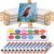 Teling 24 Set Mini Canvas and Easel Set 12 Colors Acrylic Paint & Brushes in Bulk Kids Art Party Favors 4 x 4 Inch Art Canvases Painting Kit for Kids Classroom Gifts