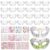 Texvora 24 PCS Paper Mache Face Blanks with Gem Stickers, Blank Decoration Set with Self Adhesive Jewel Stickers, Half Face White Craft Pieces for Party Cosplay