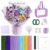Teyva Daily 638 Pcs Pipe Cleaners Flower Kit, DIY Flower Bouquet Set Includes Pipe Cleaners, Chenille Stems, Floral Wire, Greeting Cards, Tape, Glue Sticks, Tote Bags, Wrapping Paper, Ribbons(Purple)