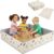 Teyva Daily Kids Sandbox with Cover 47 x 35 x 14 Inch Sand Box for Kids Foldable Fabric Box Waterproof Lined Square Sand Pit for Toddlers Indoor Outdoor Backyard Sandbox with Storage Bag