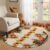 Thanksgiving 5 Ft Round Area Rugs for Bedroom, Washable Dining Room Rugs Carpet with Rug Tape, Retro Fall Turkey Flower Pumpkin Fruit Maple Accent Low Pile Floor Carpet for Classroom Foyer Home Office
