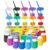 The Mega Deals Kids Painting Set – Washable Non-Toxic Finger Paints (10 Colors of 2 oz) with 10 Paint Cups & 10 Brushes Mess-Free Toddler Art Supplies Painting Kit for Kids Gift Bundle