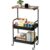 Three-Tier Metal Rolling Utility cart with Lockable Wheels and Wooden top