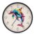Tie Dye Dolphin Wall Clock 9 Inch Decorative Battery Operated Silent Round for Badroom Livingroom