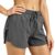 TIMEPAY Women Running Shorts Quick Dry Workout Gym Shorts High Waist 2 in 1 Athletic Shorts with Liner Pockets Dark Grey