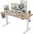 TIQLAB 55×30 Inch Electric Adjustable Standing Desk Curved Tabletop, Rustic Brown