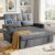 tiramisubest 54” Sleeper Sofa Bed, Convertible Pull Out Couch Futon for for Living Room,Apartment (Darkgrey) Side Desk, USB Ports, Cup Hold, Velvet Fabric, Adjustable Backrest, Easy Assembly