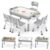 TODECARE 4 in 1 Kids Table and 4 Chairs Set, Reversible Tabletop, Gray