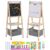 TODEFULL 3 in 1 Adjustable Kids Art Easel Set, Dual-Sided Wooden Art Station w/Magnetic Whiteboard, Chalkboard & Paper Roll, Height Adjustable Standing Painting Easel for Toddlers Ages 3+