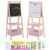 TODEFULL 3 in 1 Adjustable Kids Art Easel Set, Dual-Sided Wooden Art Station w/Magnetic Whiteboard, Chalkboard & Paper Roll, Height Adjustable Standing Painting Easel for Toddlers Ages 3+ (Pink)