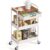 TOOLF 3 Tier Metal Utility Rolling Cart – White Storage Cart with Drawer and Wooden Table Top, Trolley Kitchen Organizer Rolling Desk with Locking Wheels for Office, Classroom, Home, Bedroom