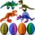 Toptrend 4PCS 3D Printed Dinosaur Toys for Kids 3-5 5-7, Dinosaur Eggs with Dinosaurs Inside, Dino Fidget Toys Animals Figurines Articulated Jurassic T-Rex Skeleton Desk Office Decor Gift for Boy Girl
