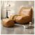 TORESOE Bean Bag Chair with Ottoman, Faux Leather Lounge Chair Set, Brown