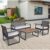Torvex Patio Furniture Set, 4-Piece, Brown, Acacia Wood Top, Beige Cushions