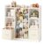 Toy Storage Organizer with Stuffed Animal Storage, Wooden Kids Bookshelf and Toy Shelf, 6-Cube Toy Organizer with 2 Removable Fabric Drawers, Stuffed Animal Zoo for Kids Room, Playroom, Nursery,White