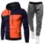 Tracksuit Men Women Color Block 2 Piece Athletic Hoodie Sweatpants Set