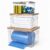 Trash Bag Organizer and Under Sink Storage System, 4 Piece Stackable Clear Storage Bins with Bamboo Lids, Fits 13/30/33 Gallon Bags, Organizer for Laundry Pods, Dishwasher Pods, Kitchen Pantry