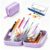 Travel Pill Organizer Binder with 14 Color-Coded Zipper Pouches(1Purple)