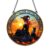 TREBIN Halloween Acrylic Jigsaw Puzzle Suncatcher, Stained Glass Window Hanging DIY Puzzle Sun Catcher 83 Pieces, Gothic Halloween Decoration Thanksgiving Home Decor (Red Sunset Hair Witch & Cat)