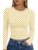 Trendy Queen Womens Long Sleeve T Shirts Fall Basic Tops Yellow Dots M
