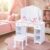 Tri-Fold Mirror Kids Vanity Table with Stool for 3-9 Year Old Girls White