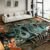 Tropical Teal Snake Exotic Orange Floral Area Rug for Living Room, 3′ x 5′
