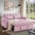 Trygoal Sleeper Sofa Bed with Adjustable Backrest & Side Pockets, Pink