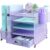 TSDRBWO Desk Organiser File Holder With 2 Pen Holder, 5 Tier Paper Letter Tray Organiser with Drawer,Mesh Desktop Storage with Magazine Holder for Office Supplies, Purple