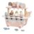 TTETTZ Children Play Cart Wooden Ice Cream Cart Pretend Play Trolley with Display Shelves Push Handle and Wheels for Role Play Learning Social Skills Indoor Playroom Use