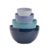 TTU Tabletops Gallery Hobnail Style 4 Piece Blue Storm Stoneware Nesting Mixing Bowl Set for Baking and Cooking