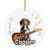 Tvvinkle Treeing Walker Coonhound Dog Personalized Custom Name Ceramic Ornament, Electric Guitar Music Notes Rockstar, Funny Musician Pet Christmas Tree Decoration Gift