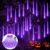 TWINGLEHOME Purple Meteor Shower Lights Outdoor, 12″ 240 LED Icicle String Lights, Waterproof Plug-in Falling Rain Lights for Halloween Xmas Tree Yard Decor
