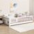 Twin Size Floor Bed with Built-in Book Rack & Door – White, Montessori Kids Toddler Bed, Storage Space-Saving