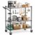UEAKPIC 3-Tier Rolling Utility Cart with Wheels, Heavy Duty Steel Wire Storage Cart with Handle, 661 lbs Capacity Adjustable Shelves with Hooks & Liners for Kitchen, Office, Garage, Black