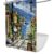 UERWOWELL Mediterranean Coastal Town Shower Curtain W72xL72 inch