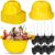 Uiifan 12 Sets Construction Ice Cream Bowls with Shovel Spoons, 8 oz Plastic Helmet Dessert Cups Snack Bowls for Construction Birthday Party Supplies, Kids Themed Party Favors (Yellow)
